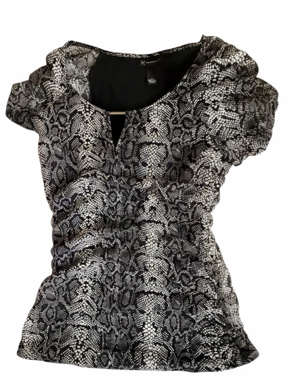 Y2K Vintage INC Snakeskin Ruched Puff Sleeve Top - Size L